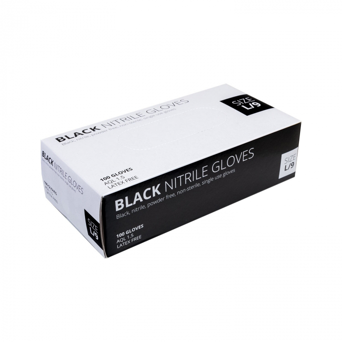 Box of 100 Black Nitrile Gloves