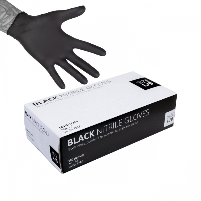 Box of 100 Black Nitrile Gloves