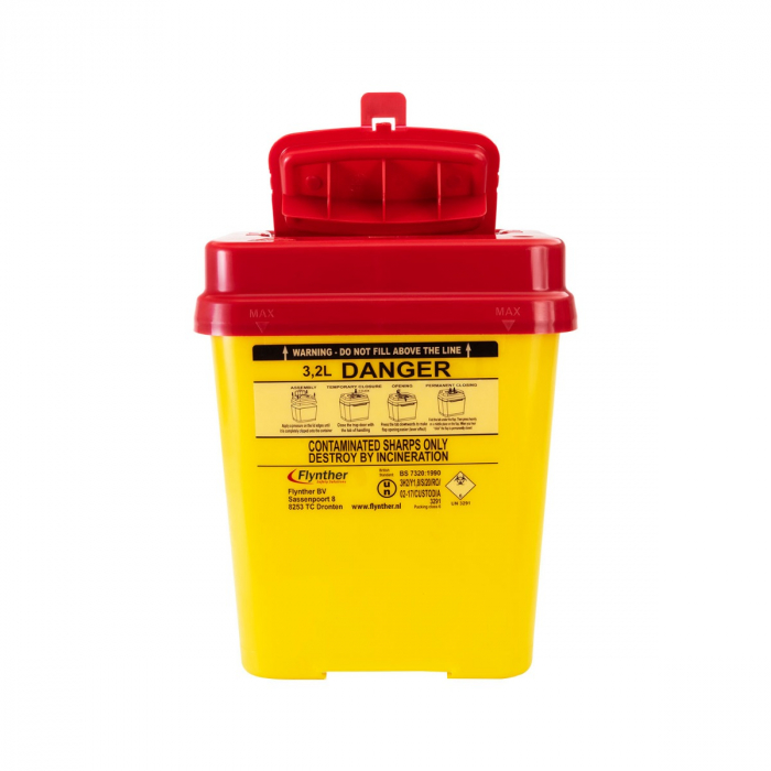 Flynther Tattoo Sharps Bin 3.2L Capacity